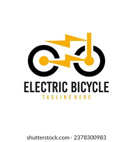 Electric Bicycle logo concept icon vector. Simple design modern electric bike tecnology vector.