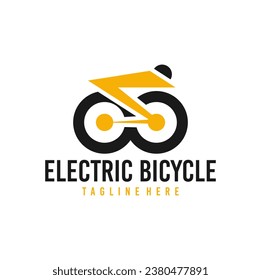 Vector de icono del concepto del logotipo de la bicicleta eléctrica. Diseño sencillo vector moderno de tecnología de bicicletas eléctricas.