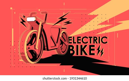 Electric bicycle with motor. Eco alternative city transport. Futuristic concept template.