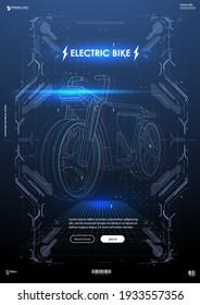 Electric bicycle with motor. Eco alternative city transport. Futuristic concept template.