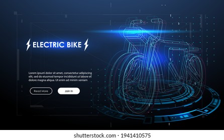 Elektrisches Fahrrad mit Motor. Öko-alternative Stadtverkehrsmittel. Futuristische Konzeptvorlage.