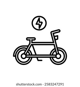 
electric bicycle outline suitable for website or poster about ecofriendly transportation options or urban mobility solutions.
Ecofriendly, urban mobility, electric bike, outline, black and white, web