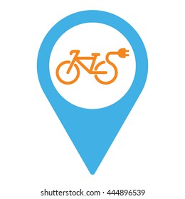 electric bicycle  pin location icon on white background