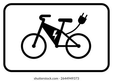 Sinal de uso permitido de bicicleta elétrica. Estacionamento Reservado para E-Bikes Sign. Estação de carregamento de E-Bike