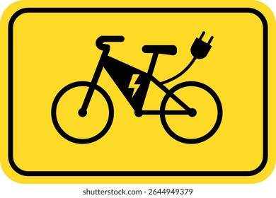 Uso de bicicleta elétrica permitido sinal amarelo. Estacionamento Reservado para E-Bikes Sign. Carregamento De Bicicleta Eletrônica