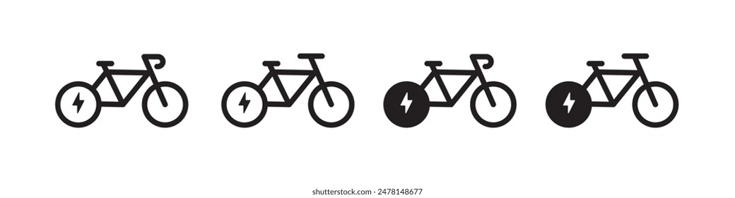 Electric bicycle vector icon. Bike in black style icon - stock vector.	