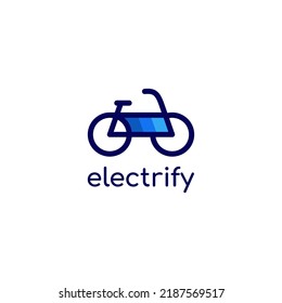 Elektro-Fahrrad mit Batteriezellen im Konturstil - bearbeitbares Logo-Design, Vektorelement