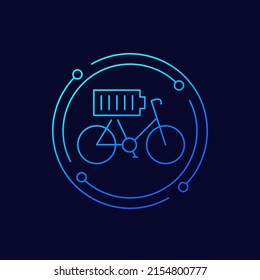 Electric bike, bicycle icon with a battery, linear design