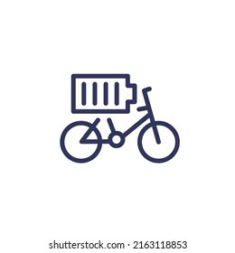 Electric bike, bicycle icon with a battery, line vector