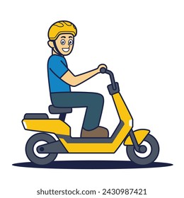 Electric bike cartoon character illustration