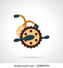 Electric bike crankset with wires. Flat color vector icon. Alternative transport. Elements of web design for business and website.
