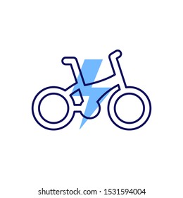 Electric bike, e-bike icon, line design