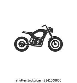 Electric bike. EV motorcycle. Charging motorbike. Rechargeable electronic vehicle. Zero emission personal ride. Black and white color vector illustration.