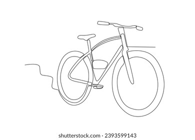 Electric bike front view. Electric bike one-line drawing