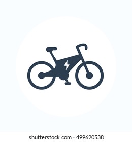 Electric bike icon, city ecologic transport, e-bike pictogram isolated on white