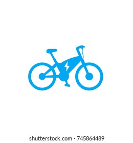 Electric bike icon, ecologic transport, e-bike vector pictogram isolated on white