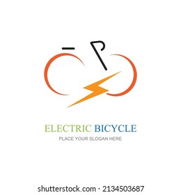Electric Bike Icon Logo Design Element
Electric bicycle with bolt logo design vector illustration.