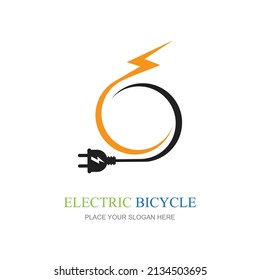 Electric Bike Icon Logo Design Element
Electric bicycle with bolt logo design vector illustration.