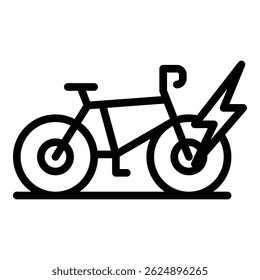 Vetor de contorno de ícone de bicicleta elétrica. Bicicleta Eletro. Encargo cíclico