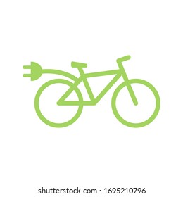 Elektrische Fahrradsymbol-Vektorillustration. Eco-Fahrradlogo, flache Illustration einzeln auf weißem Hintergrund.