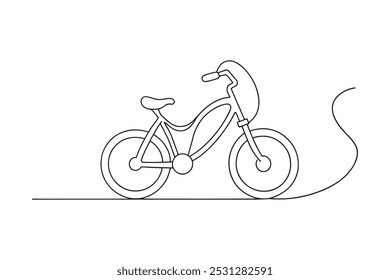 Electric Bike Land Transport isolated continuous line art flat vector illustration on white background