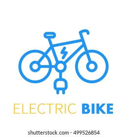 Electric bike line icon, e-bike on white