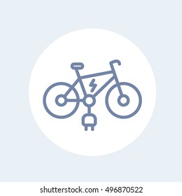 Electric bike line icon isolated on white, vector illustration