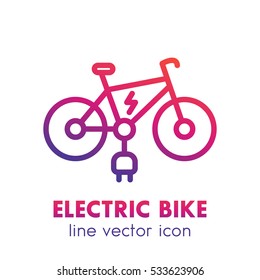 Electric bike line icon isolated over white