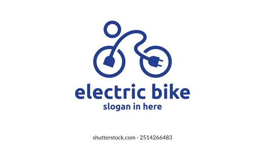 Diseño de logotipo de la bici eléctrica, respetuoso del medio ambiente, energía, deportes, eléctrico, Plantilla del logotipo, símbolo, icono, Vector, ideas inspiradoras.