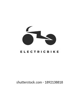 Electric Bike Logo Design With a Lightning Icon Combination in Black