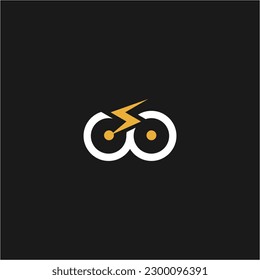 electric bike logo vector icon line illustration
