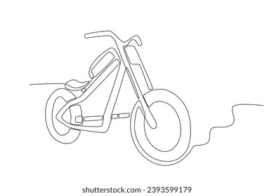 An electric bike on the road. Electric bike one-line drawing