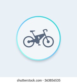 Electric bike round icon, modern ecologic transport, vector illustration