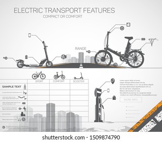 Electric bike or scooter, infographic.