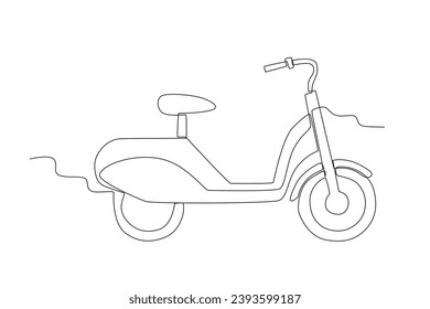 Electric bike side view. Electric bike one-line drawing