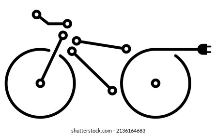 Bicicleta eléctrica, icono sencillo, placa de circuito impreso de estilo