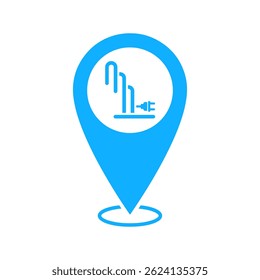 Electric Bike Station Pin Icon, Charging Spot Map Marker, Scooter Symbol