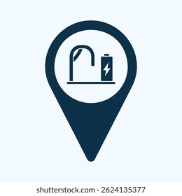 Electric Bike Station Pin Icon, Charging Spot Map Marker, Scooter Symbol
