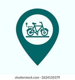 Electric Bike Station Pin Icon, Charging Spot Map Marker, Scooter Symbol