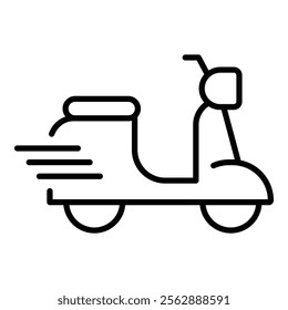 An electric bike symbolizing eco-friendly transportation, food delivery, and efficient delivery services round line vector icon with editable stroke