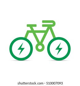 Electric bike vector icon. Green electrical bicycle icon isolated on a white background.