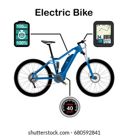 Electric bike vector illustration isolated on white background