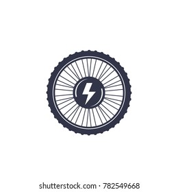 Electric Bike Wheel Icon On White