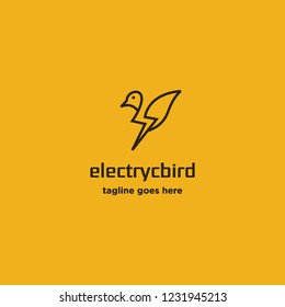 electric bird logo icon vector