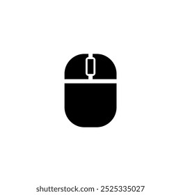 An electric black computer mouse icon displayed on a white background. The sleek logo is a stylish fashion accessory with modern graphics and a brand symbol. Vector icon for website design, logo, app