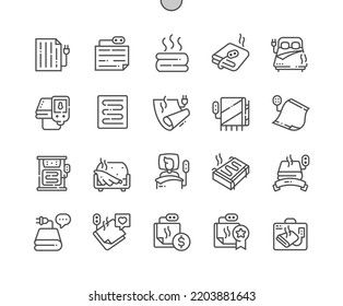 Electric blanket. Buy, price and reviews. Heating plaid. Pixel Perfect Vector Thin Line Icons. Simple Minimal Pictogram