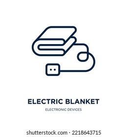 electric blanket icon from electronic devices collection. Thin linear electric blanket, electric, blanket outline icon isolated on white background. Line vector electric blanket sign, symbol for web 