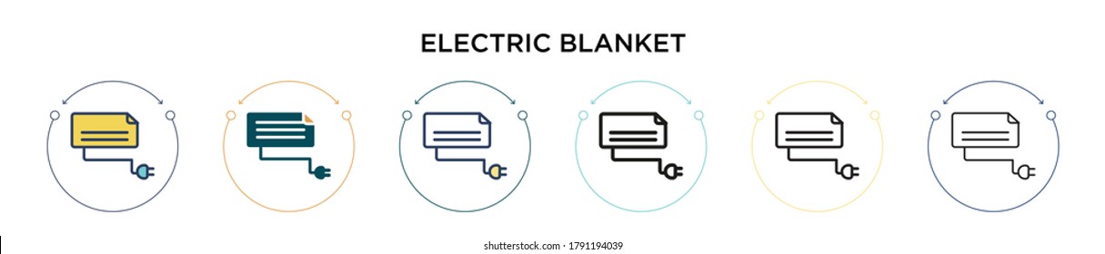 Icono de manta eléctrica en estilo relleno, delgado, contorno y trazo. Ilustración vectorial de dos iconos vectoriales eléctricos de color y negro se pueden utilizar para móviles, ui, web