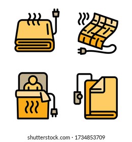 Electric blanket icons set. Outline set of electric blanket vector icons for web design isolated on white background