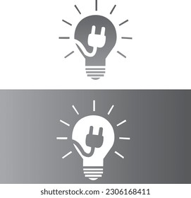 Electric blub logo with in vector file. Electric blub icon design. Electric blub initial alphabet logo design. Grey white logo design. Electric blub in vector file.